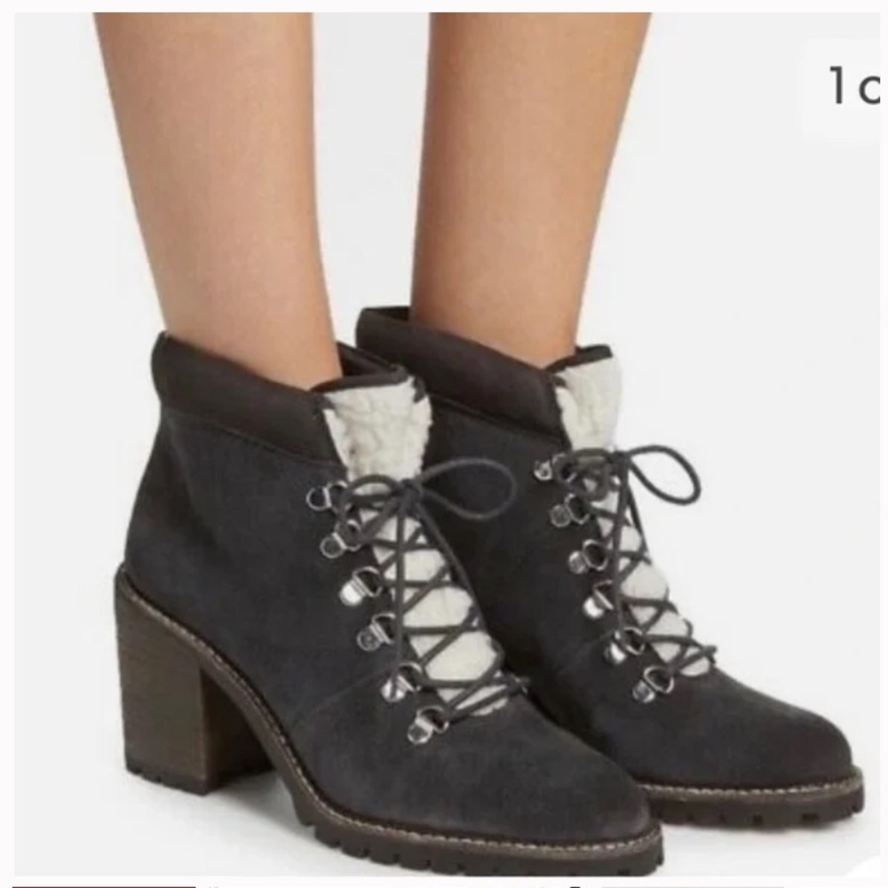 Dolce Vita Grey Lace-Up Suede Boots with Heels